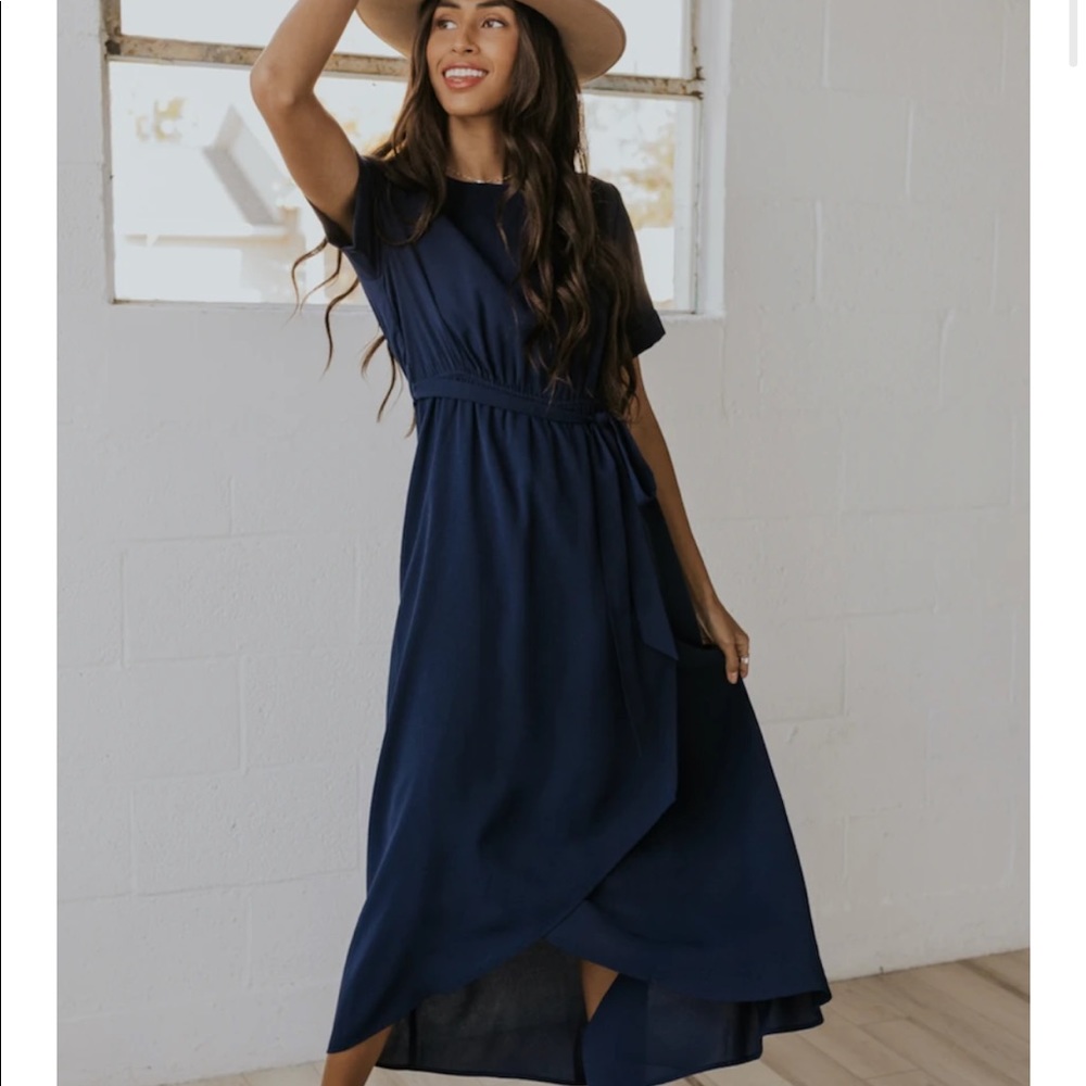 Roolee Taylor Jane wrap dress navy blue Medium